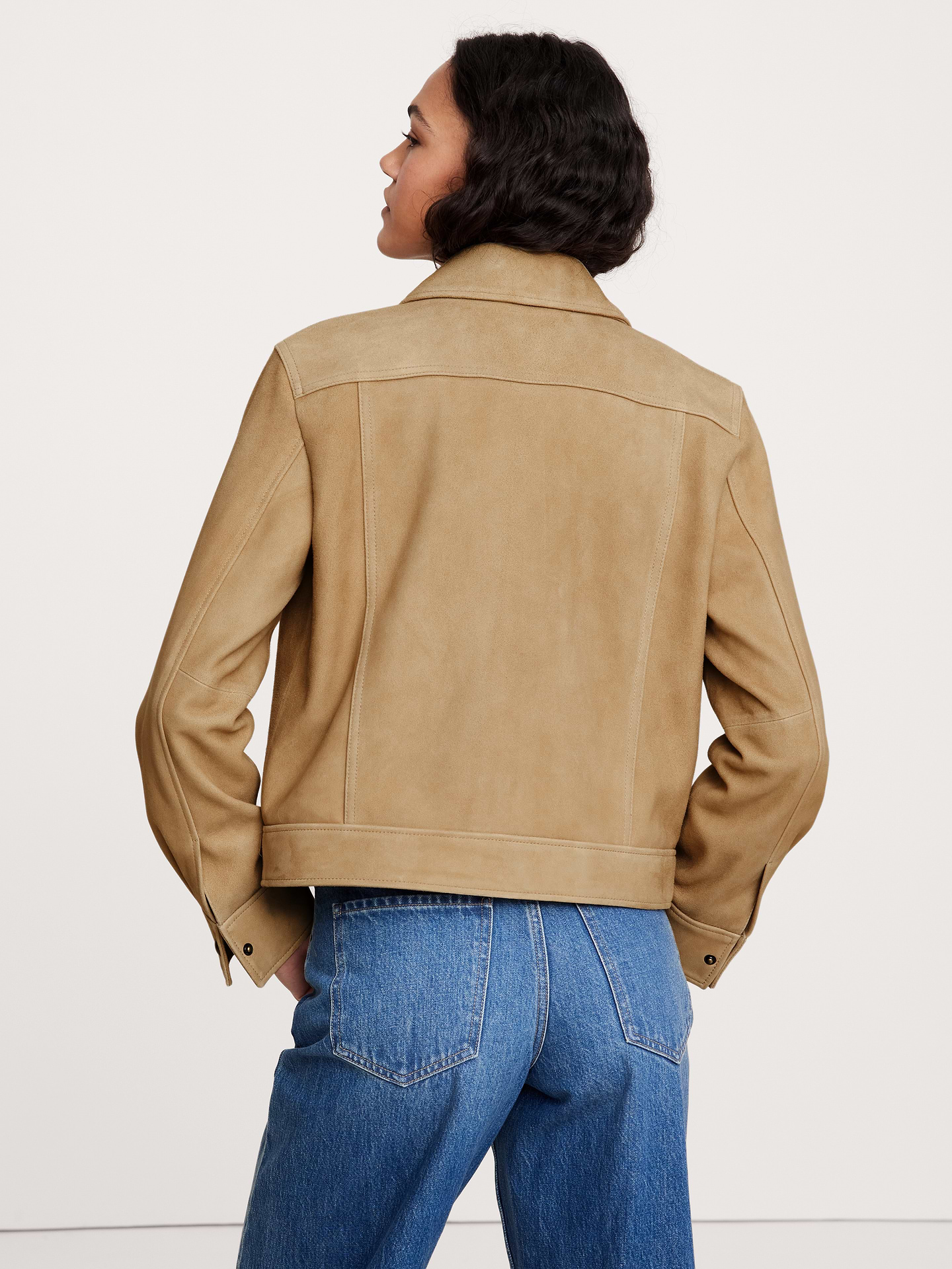 Image number 3 showing, Relaxed Suede Trucker Jacket