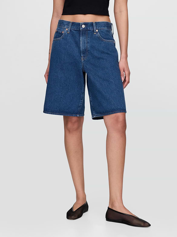 11" Mid Rise Longline Denim Shorts
