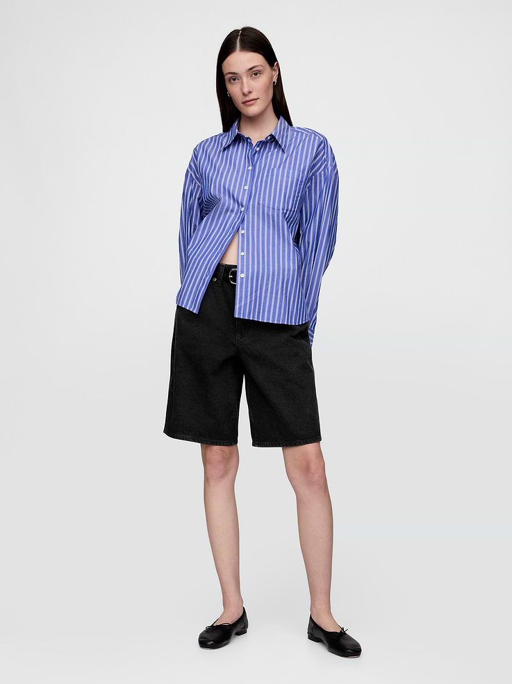 Image number 1 showing, 11" Mid Rise Longline Denim Shorts