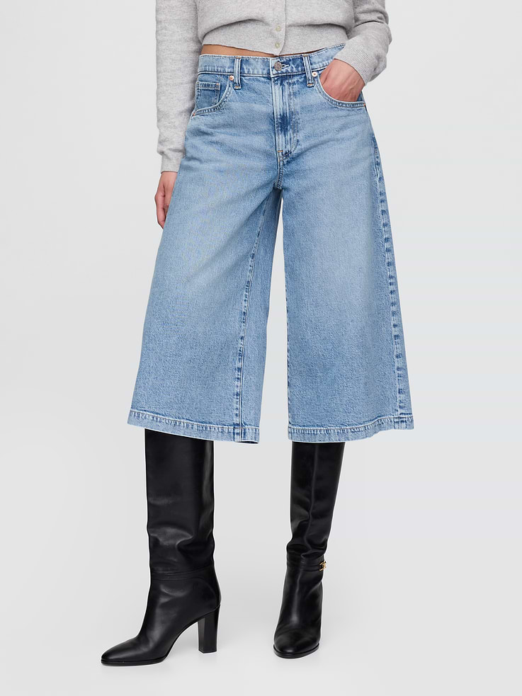 Image number 2 showing, High Rise Culotte Jeans