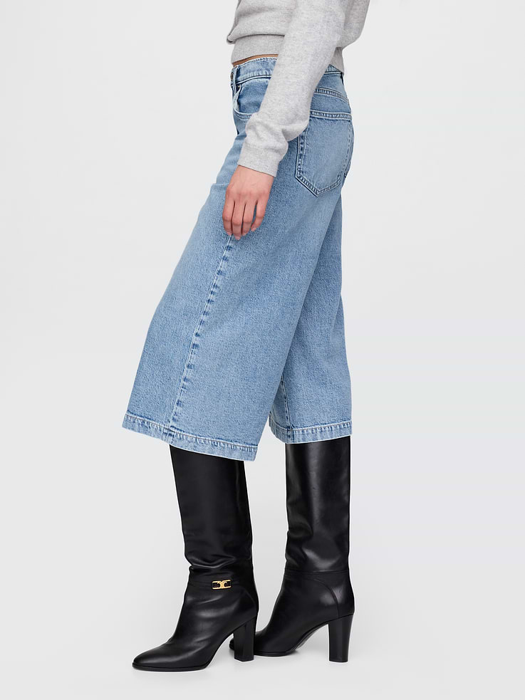 Image number 3 showing, High Rise Culotte Jeans