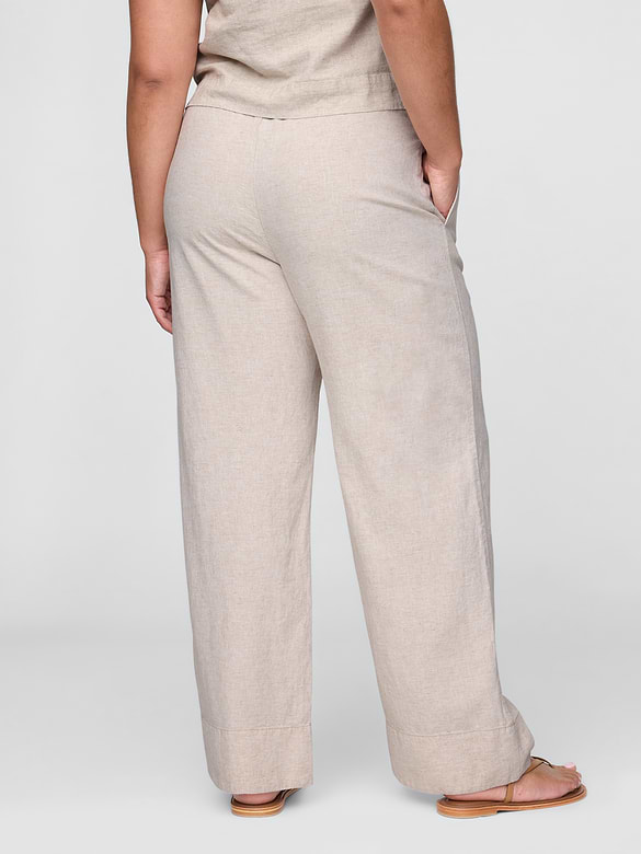 Linen-Blend Easy Wide-Hem Pants