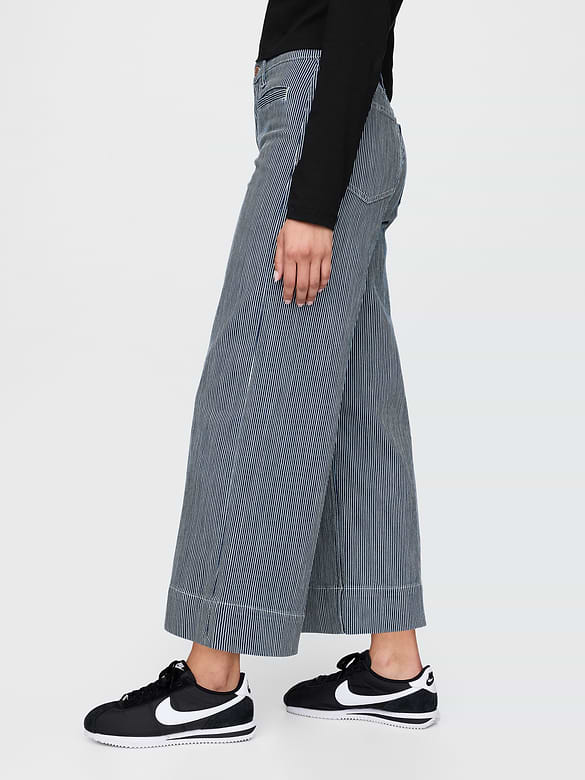 High Rise Stride Wide-Leg Ankle Jeans