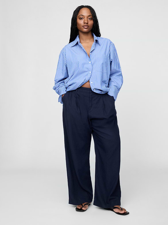 365 High Rise Linen-Blend Trousers