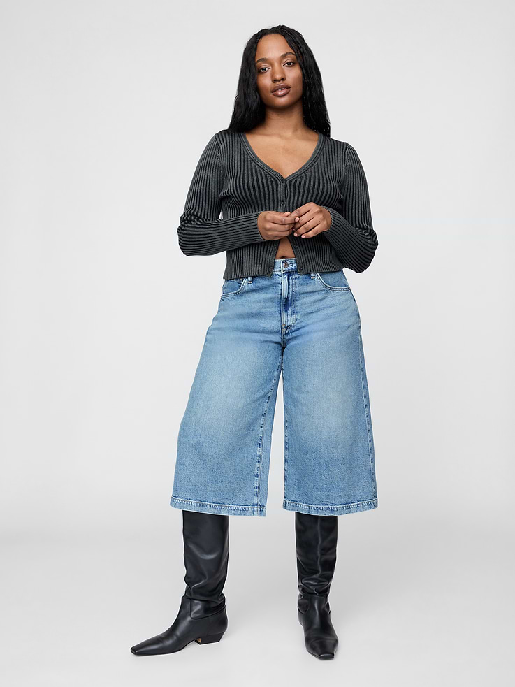 Image number 5 showing, High Rise Culotte Jeans