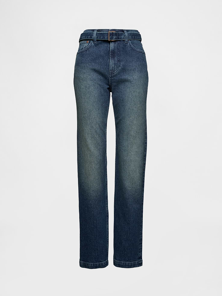 Image number 5 showing, High Rise Belted '90s Slim Straight Jeans