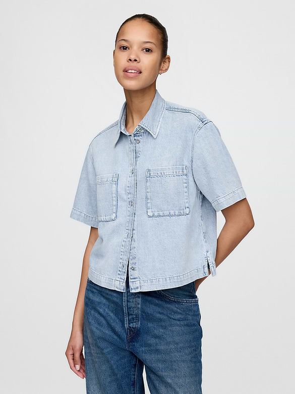 UltraSoft Denim Crop Shirt
