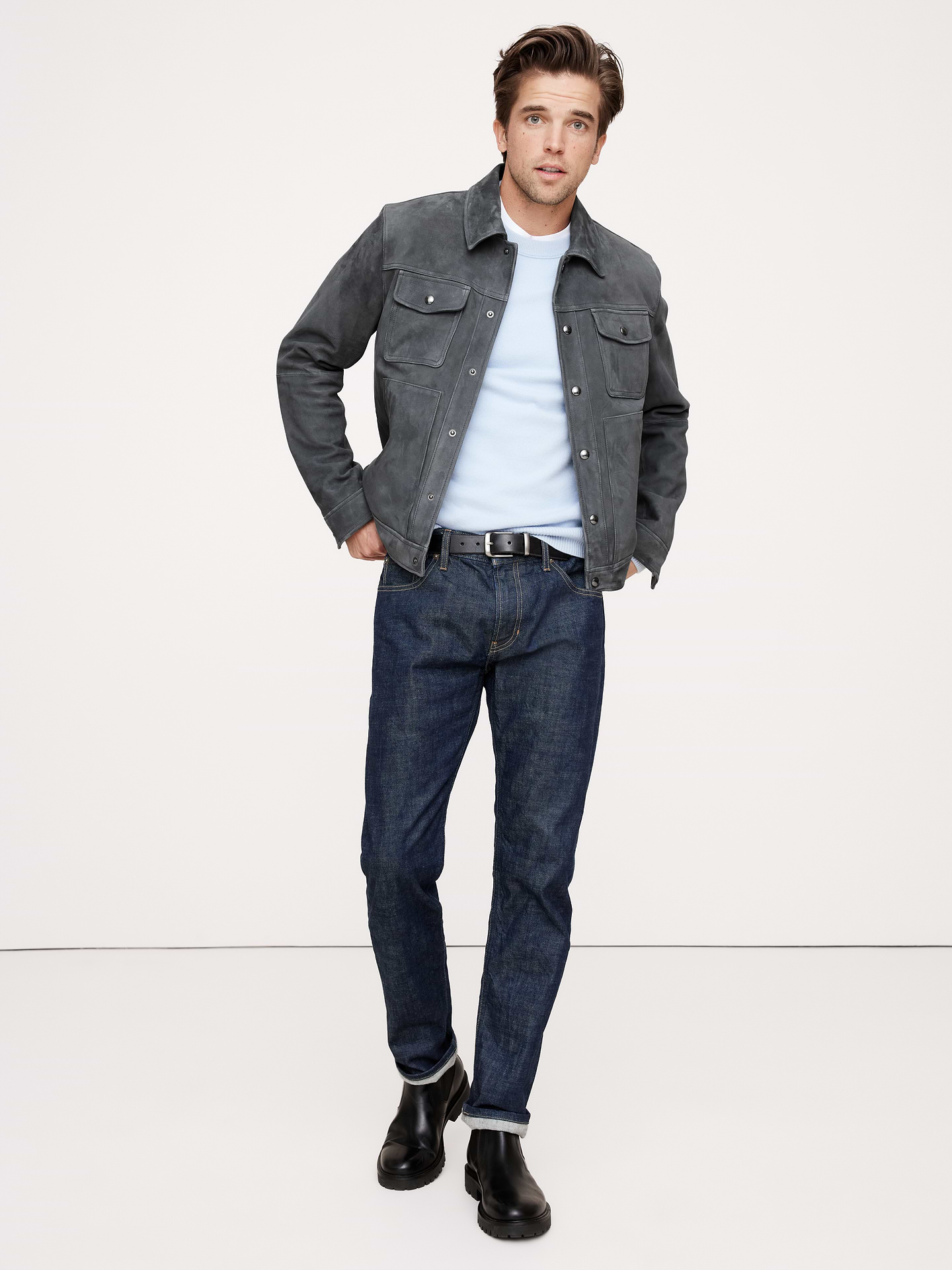 Image number 1 showing, Suede Trucker Jacket