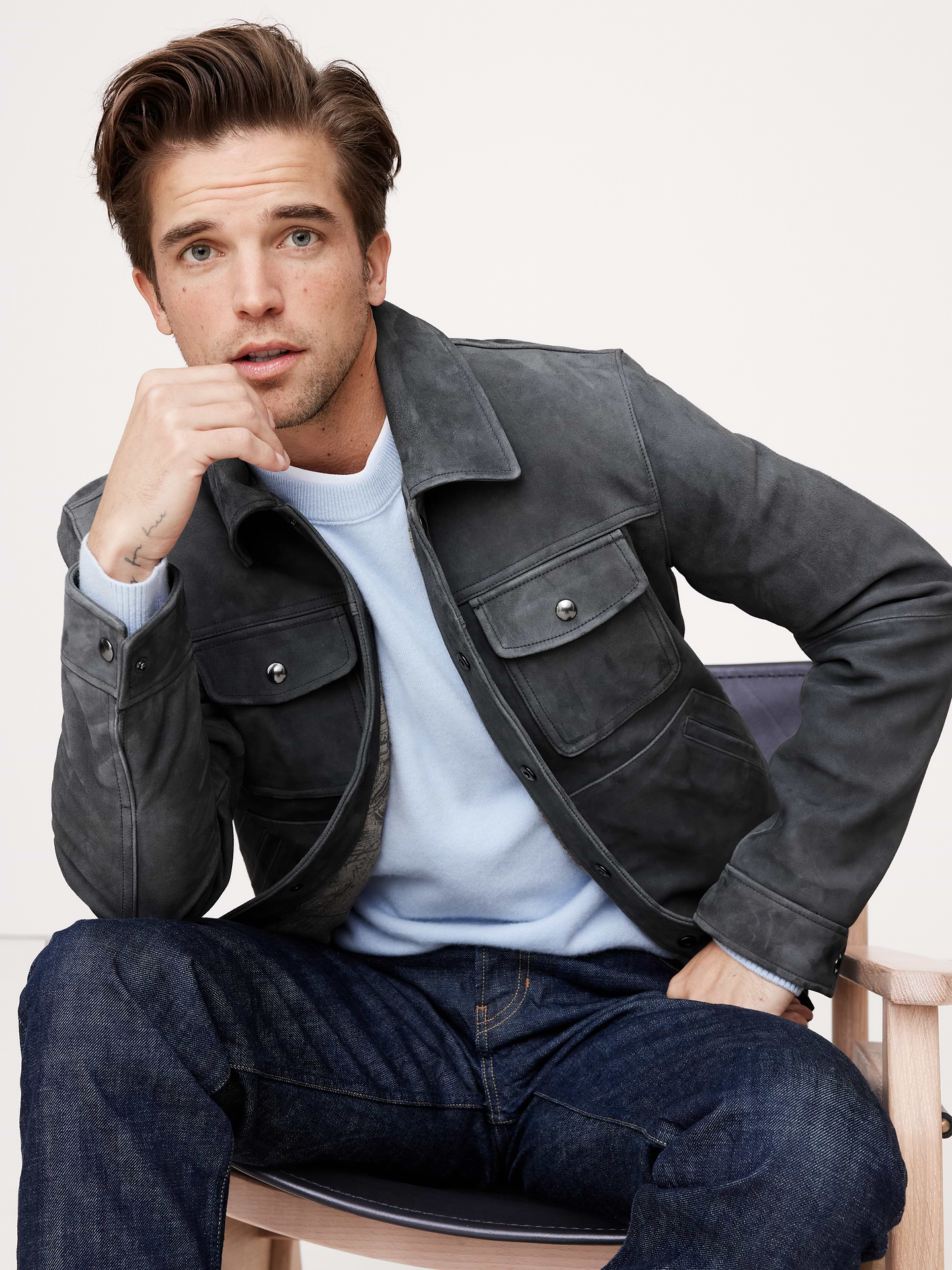 Image number 3 showing, Suede Trucker Jacket