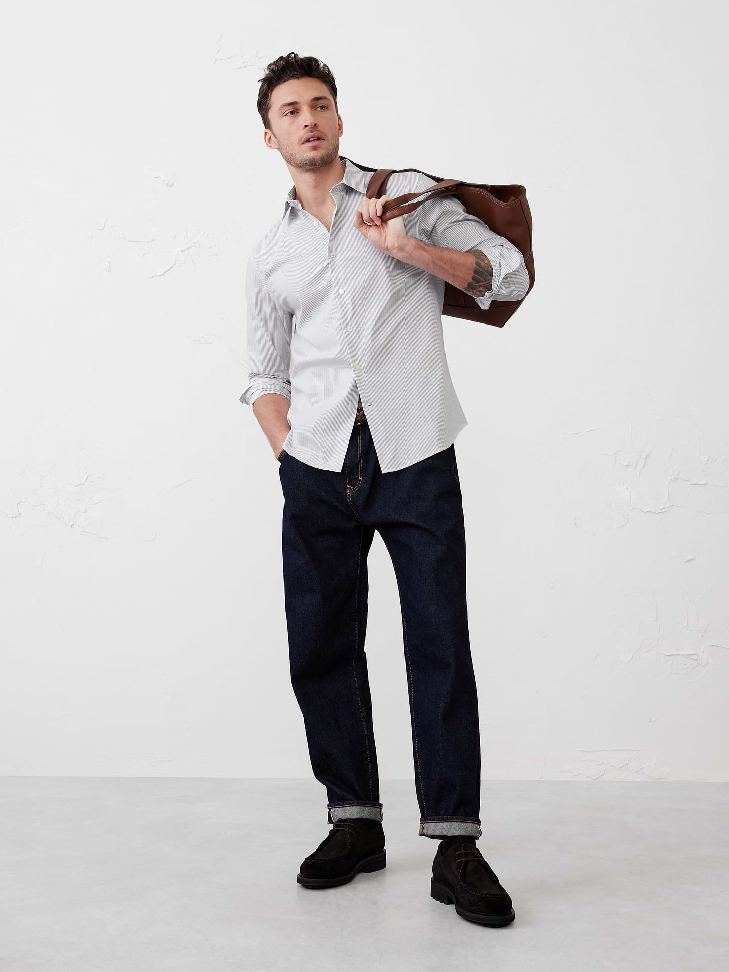 Image number 1 showing, Slim-Fit Untucked Dress Shirt