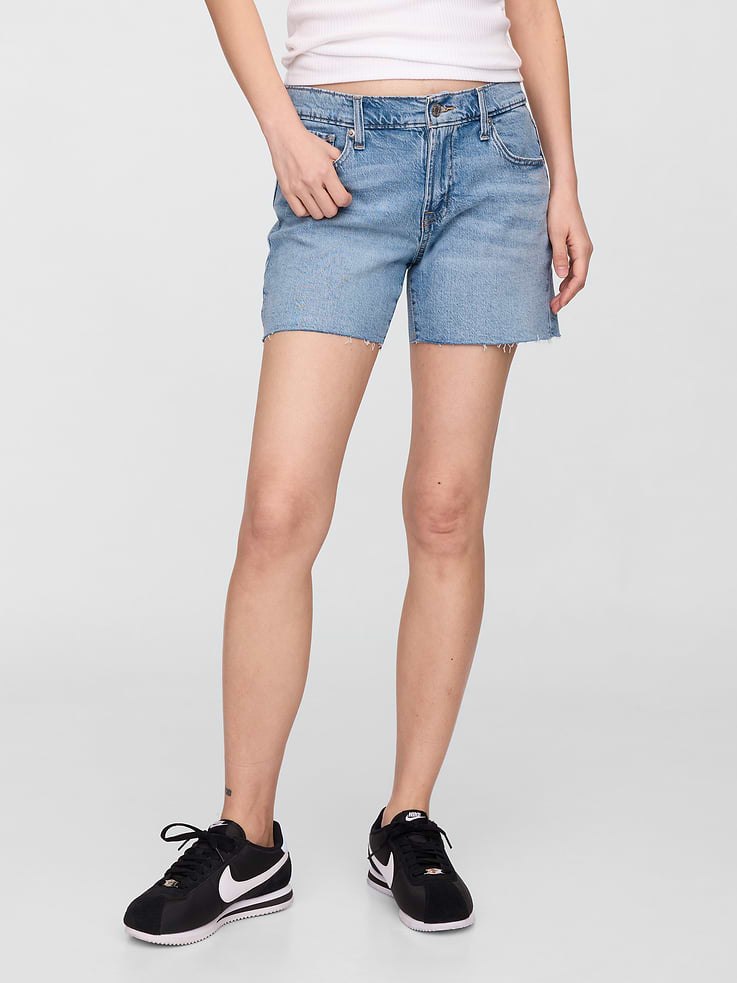Image 2 of 7, 5" Mid Rise Soft Denim Shorts