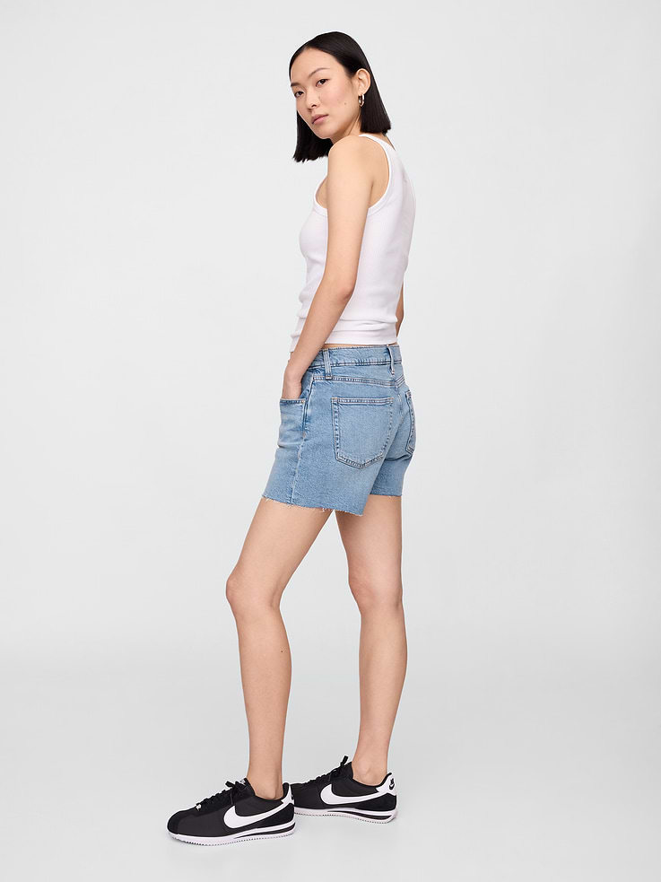 Image 3 of 7, 5" Mid Rise Soft Denim Shorts