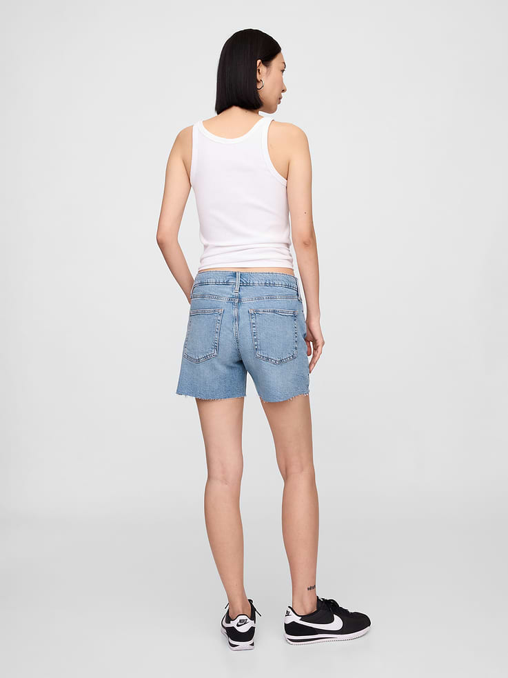 Image 4 of 7, 5" Mid Rise Soft Denim Shorts