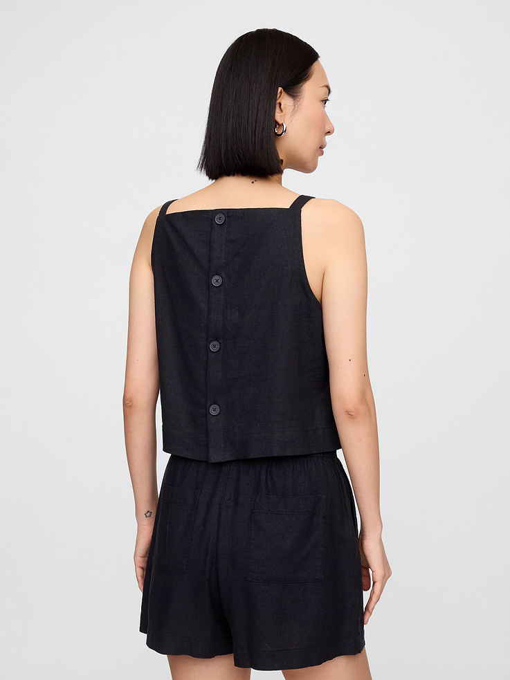 Image number 2 showing, Linen-Blend Apron Top