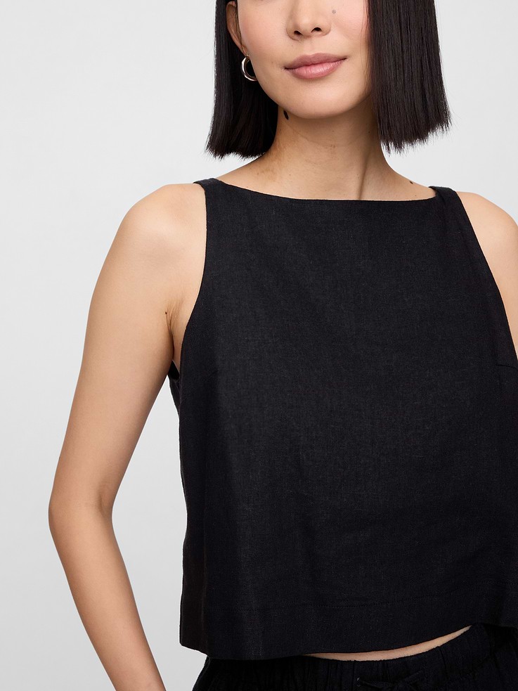 Image number 4 showing, Linen-Blend Apron Top