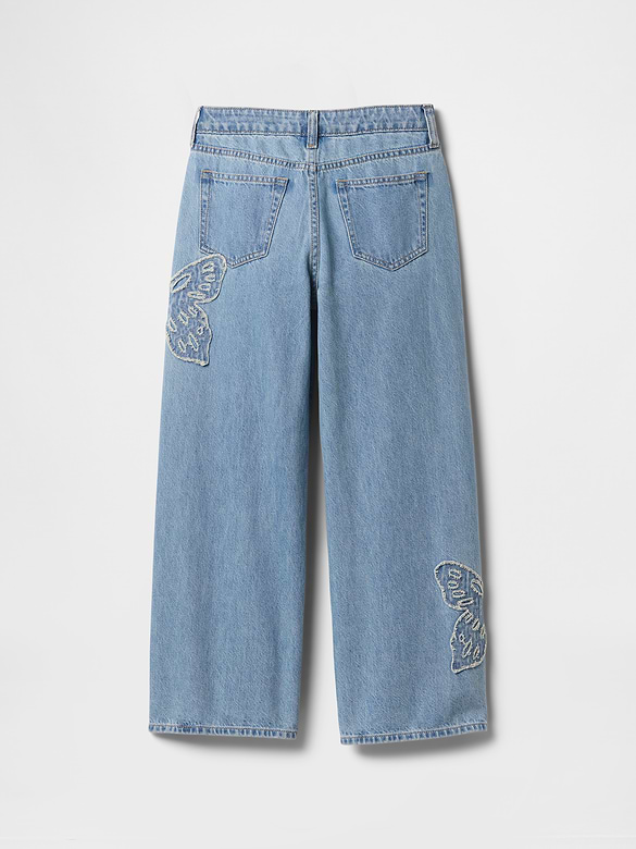 Kids High Rise Wide-Leg Jeans