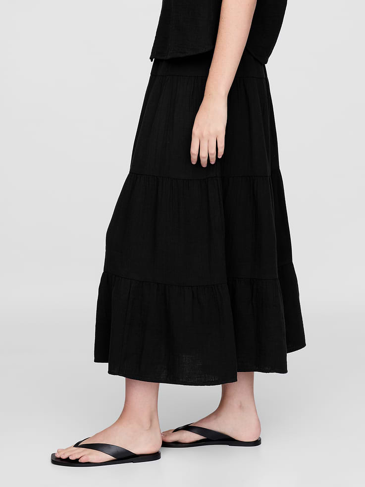 Image 3 of 5, Cotton Gauze Tiered Maxi Skirt