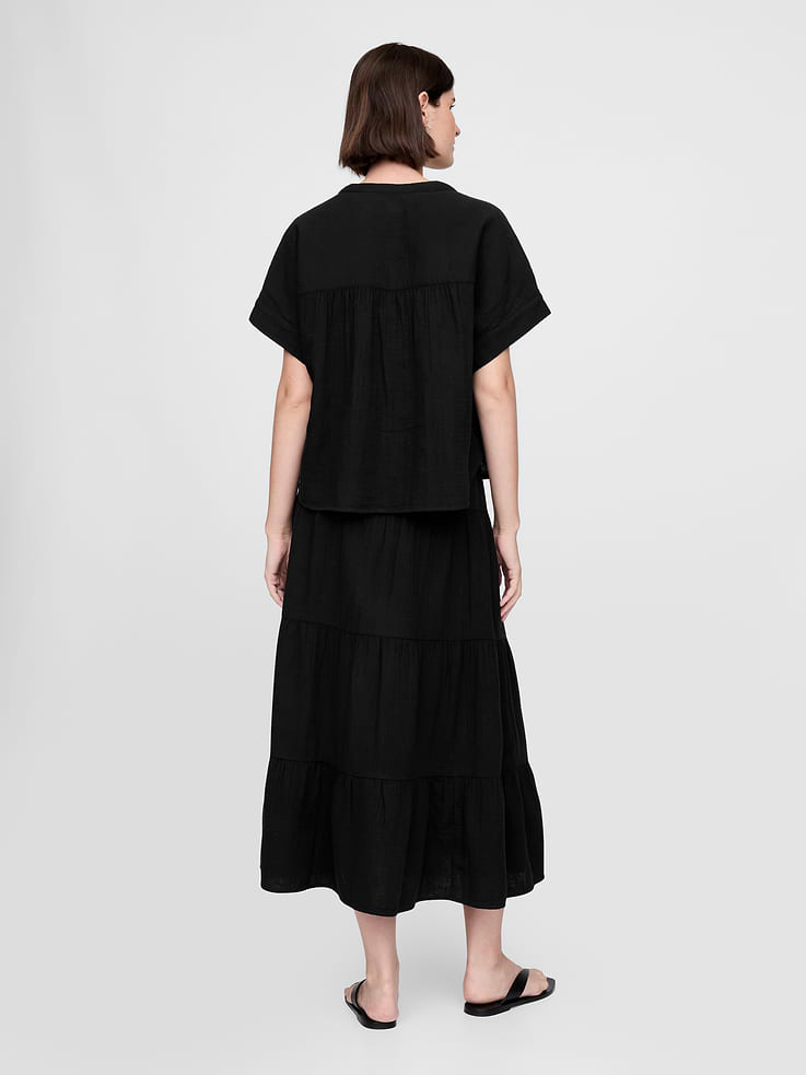 Image 2 of 5, Cotton Gauze Tiered Maxi Skirt