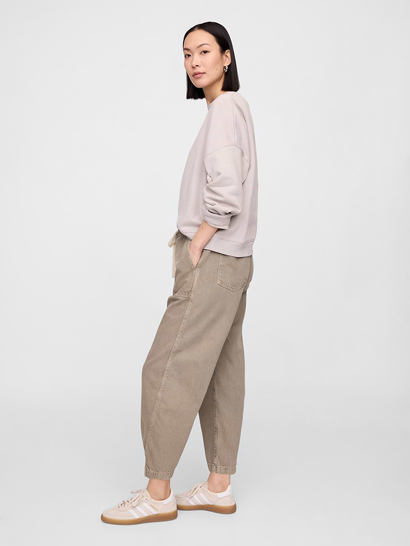 Mid Rise SuperSoft Pull-On Barrel Jeans