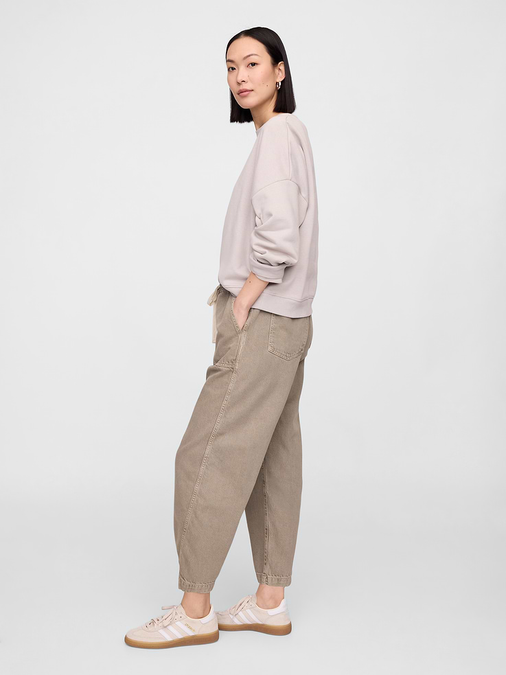 Image number 3 showing, Mid Rise SuperSoft Pull-On Barrel Jeans