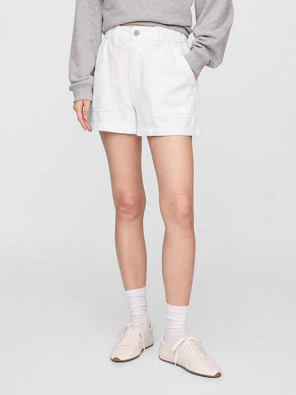 4" High Rise SuperSoft Denim Utility Shorts