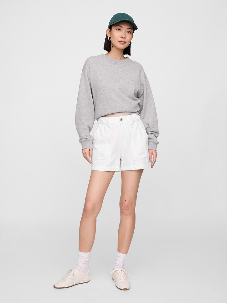 Image number 1 showing, 4" High Rise SuperSoft Denim Utility Shorts