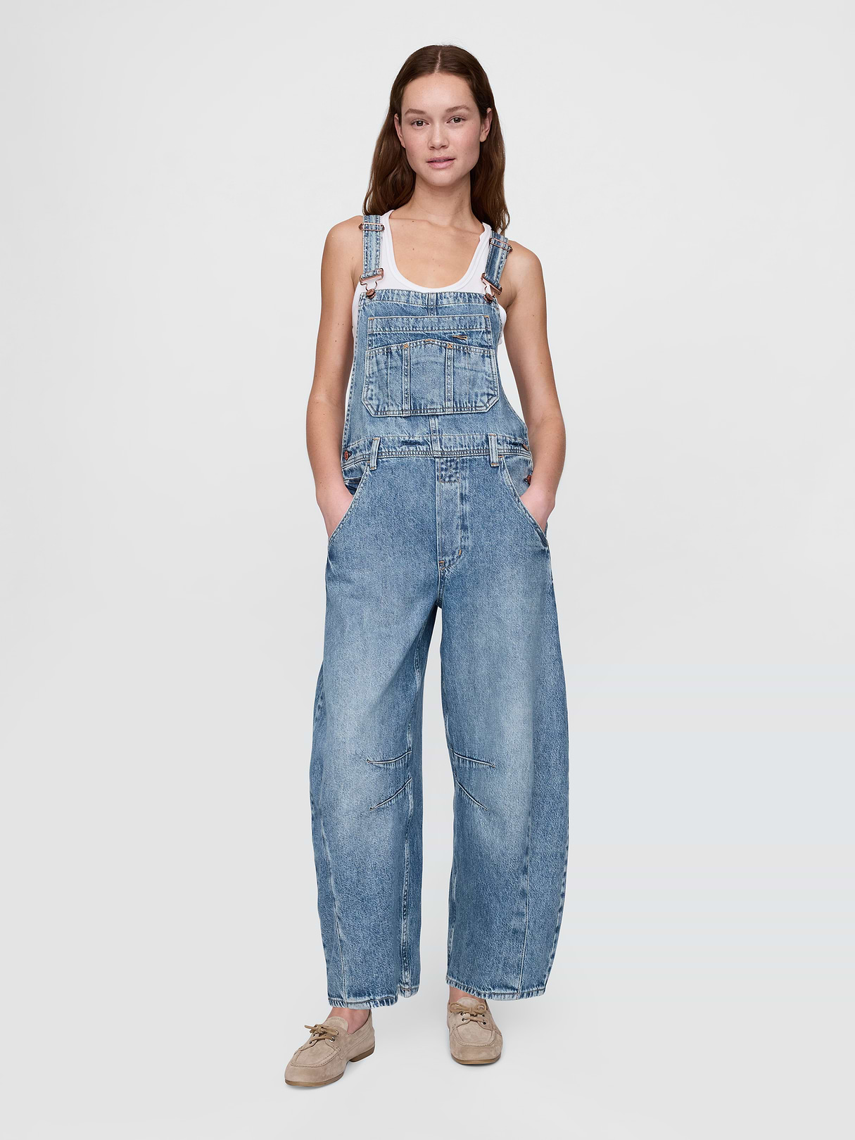 UltraSoft Denim Horseshoe Overalls - Medium indigo by Gap