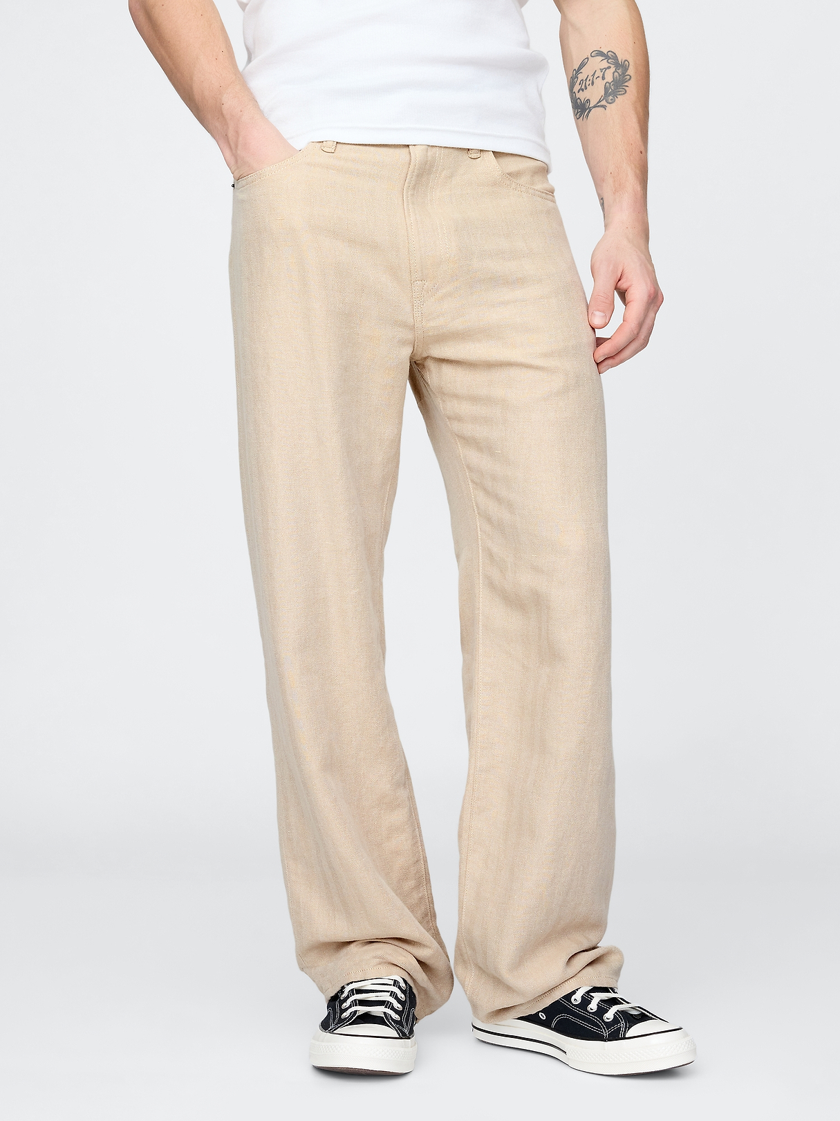 Linen-Cotton '90s Loose Herringbone Pants | Gap
