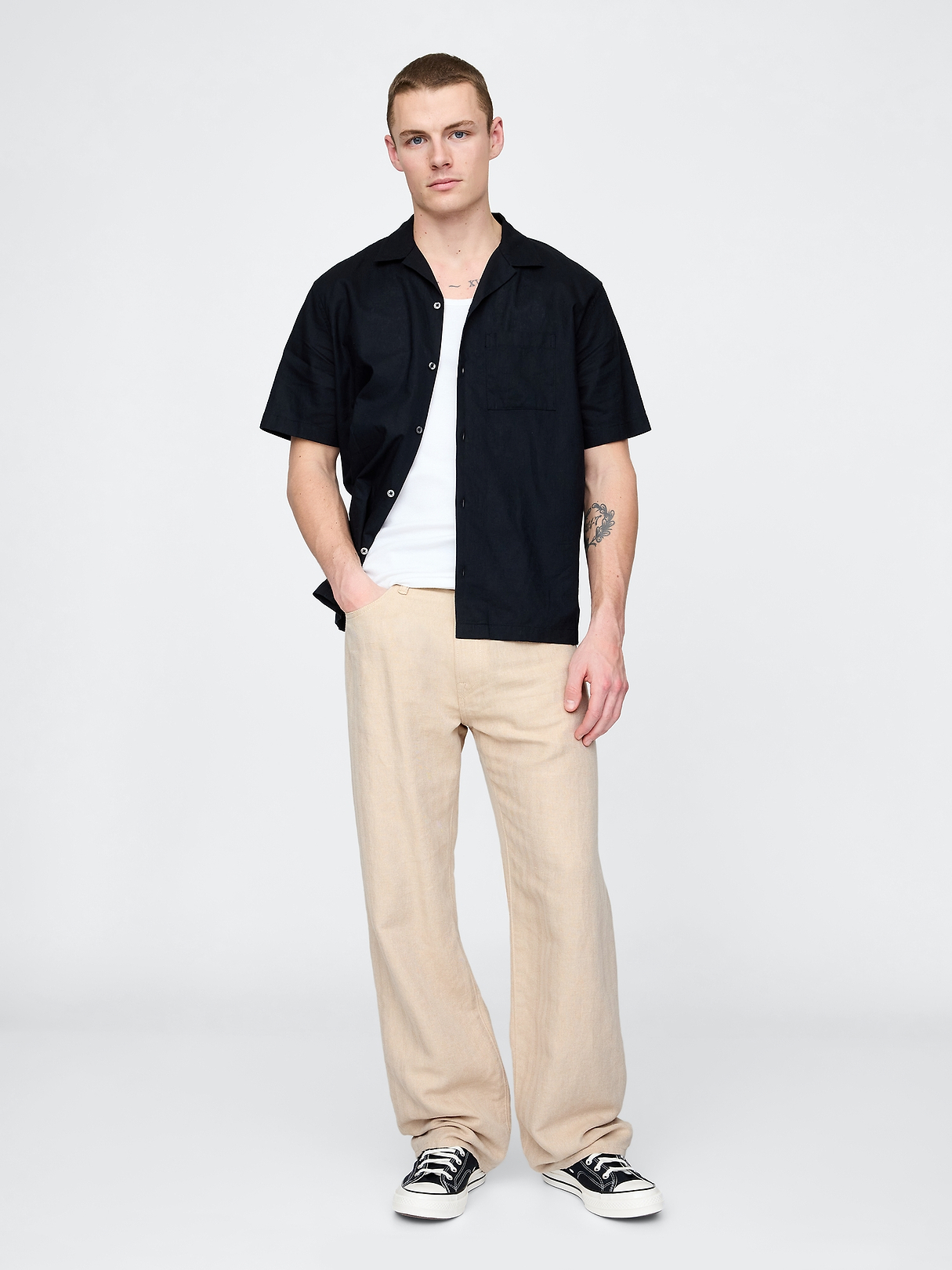 Linen-Cotton '90s Loose Herringbone Pants | Gap