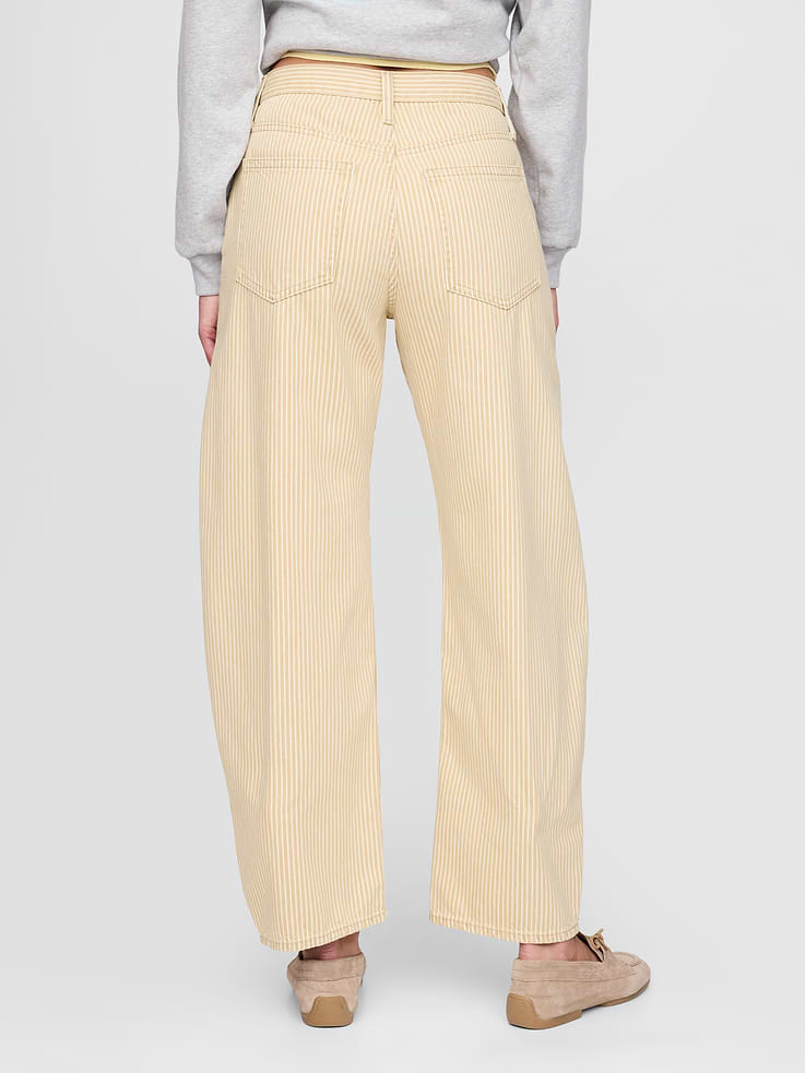Image number 4 showing, High Rise Khaki Stripe Barrel Jeans