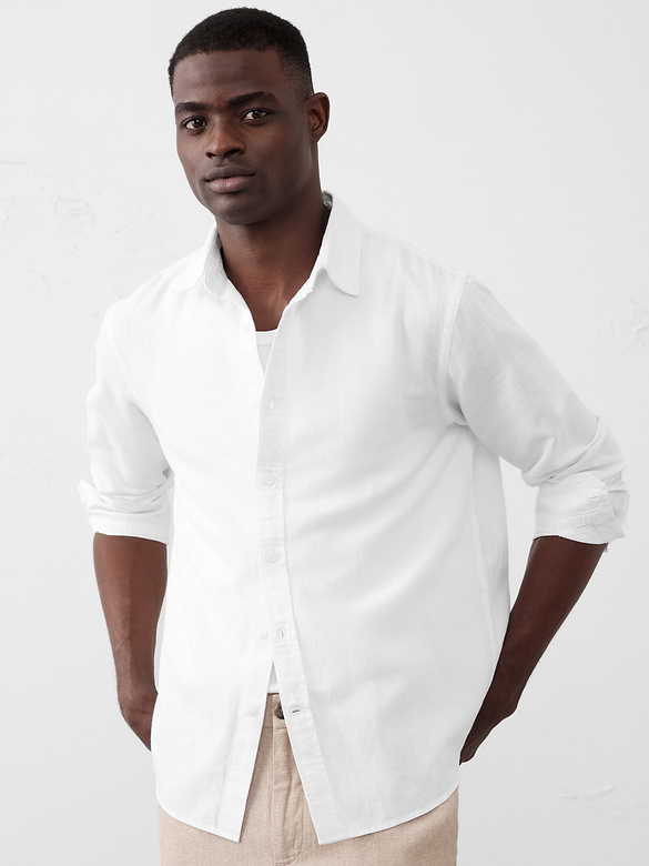 Slim-Fit Linen-Blend Shirt