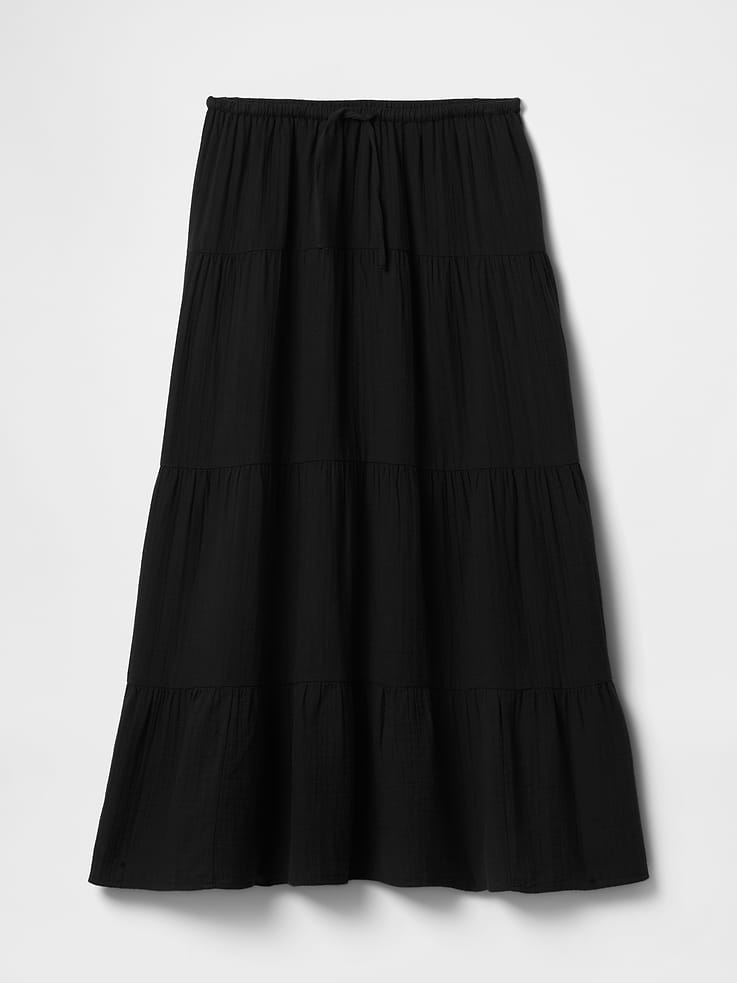 Image 5 of 5, Cotton Gauze Tiered Maxi Skirt