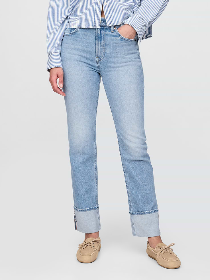 Image number 2 showing, High Rise Cuffed '90s Slim Straight Jeans