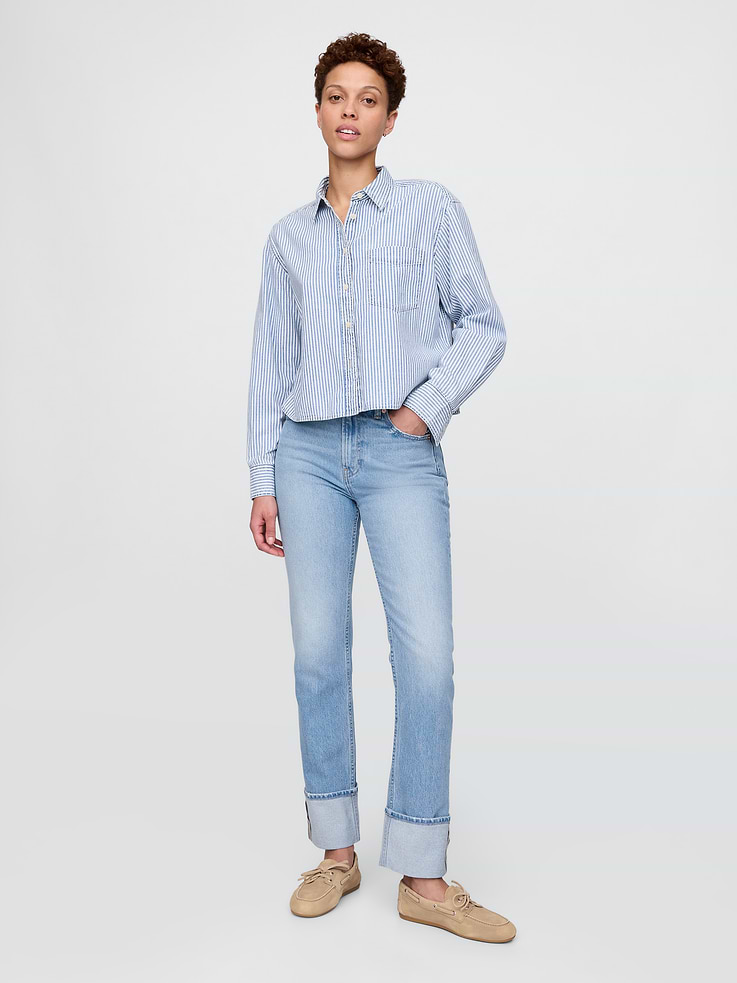 Image number 1 showing, High Rise Cuffed '90s Slim Straight Jeans