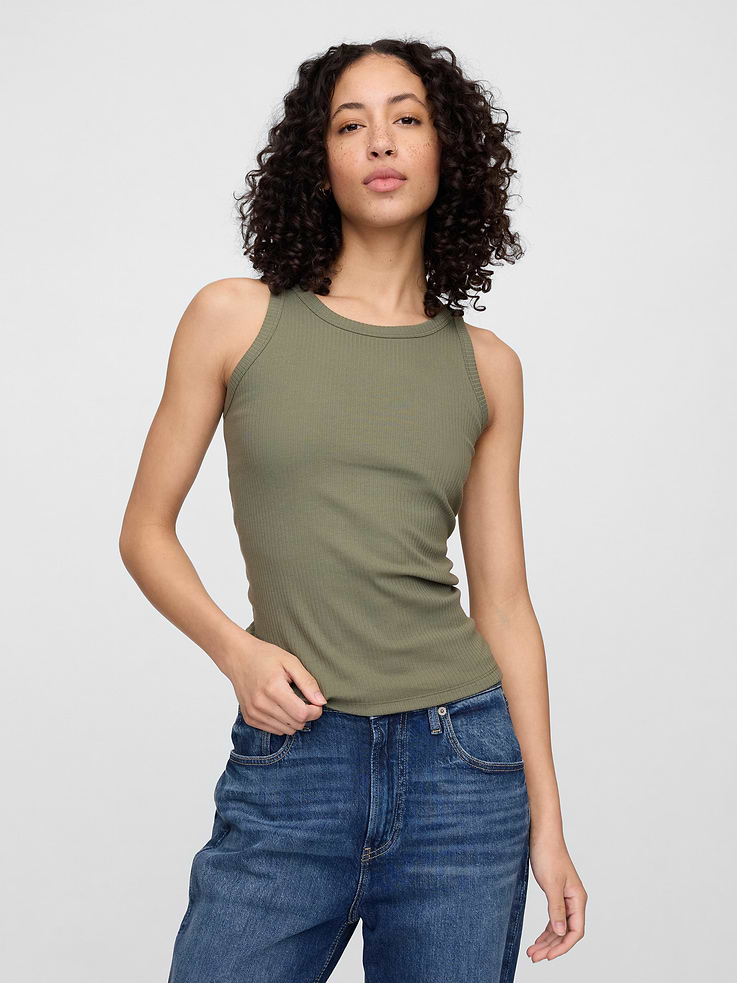 Image number 1 showing, Ribbed Scoopneck Tank Top