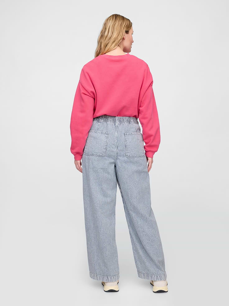 Image number 6 showing, High Rise Pull-On Stripe Wide-Leg Jeans