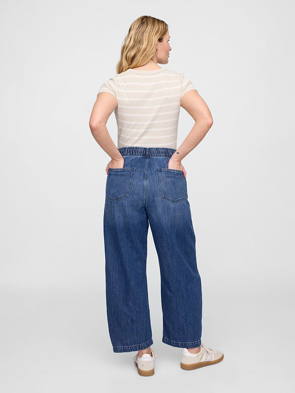 Mid Rise SuperSoft Pull-On Barrel Jeans