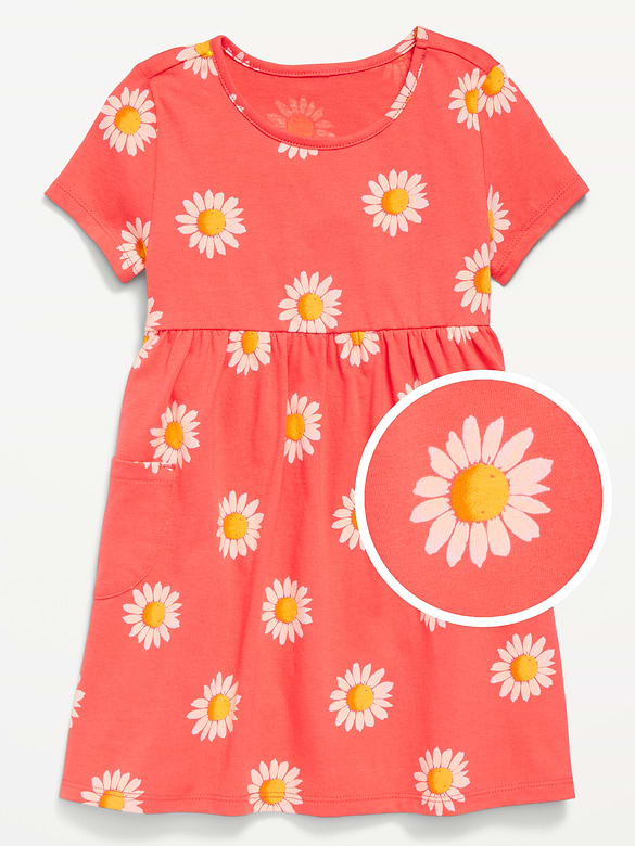 Printed Jersey-Knit Short-Sleeve Dress for Toddler Girls