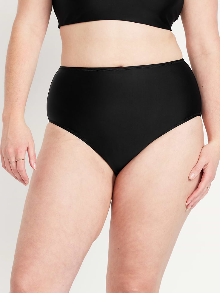 Image 4 of 8, Matte High-Waisted Bikini Swim Bottoms