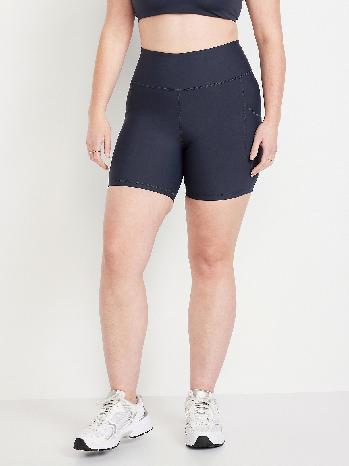 High-Waisted PowerSoft Pocket Biker Shorts -- 6-inch inseam | Old Navy