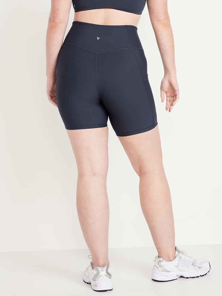 Image number 5 showing, High-Waisted PowerSoft Pocket Biker Shorts -- 6-inch inseam