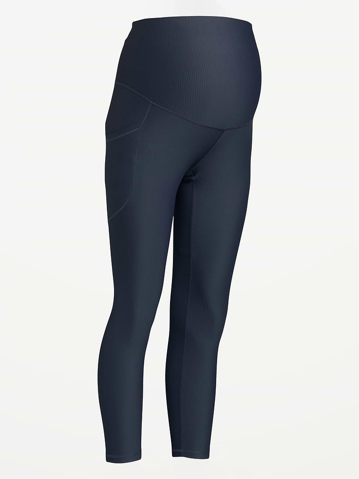 Image number 4 showing, Maternity Full-Panel PowerSoft 7/8 Rib Leggings