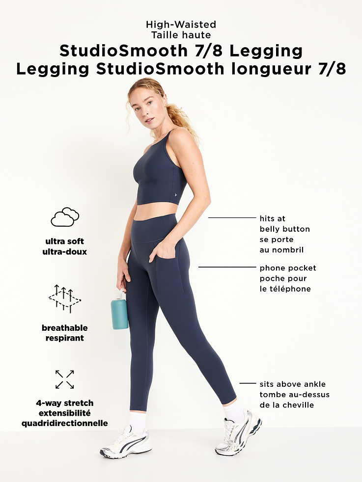 Image number 9 showing, High-Waisted StudioSmooth 7/8 Pocket Leggings