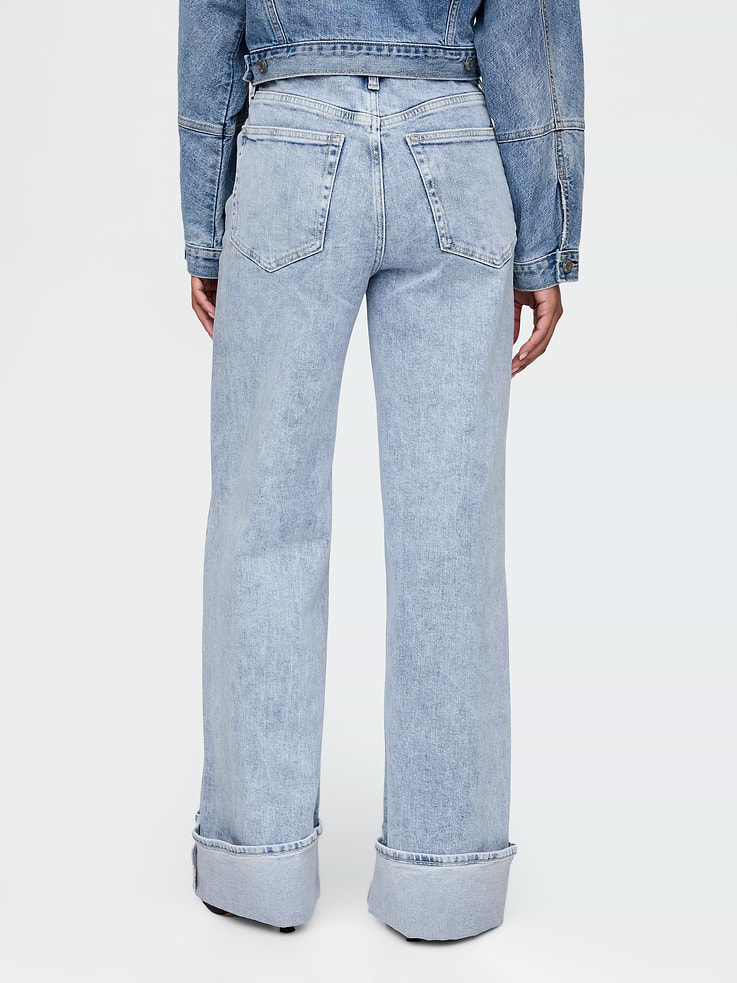 Image number 4 showing, High Rise Stride Cuffed Wide-Leg Jeans
