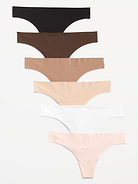 Image number 1 showing, Low-Rise No-Show Thong Underwear 6-Pack