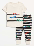 Image 1 of 2, rib-knit crew neck, short sleeves, graphic at front, matching bottoms, elasticized waist, rib-knit cuffs, all-over print, Product #692330