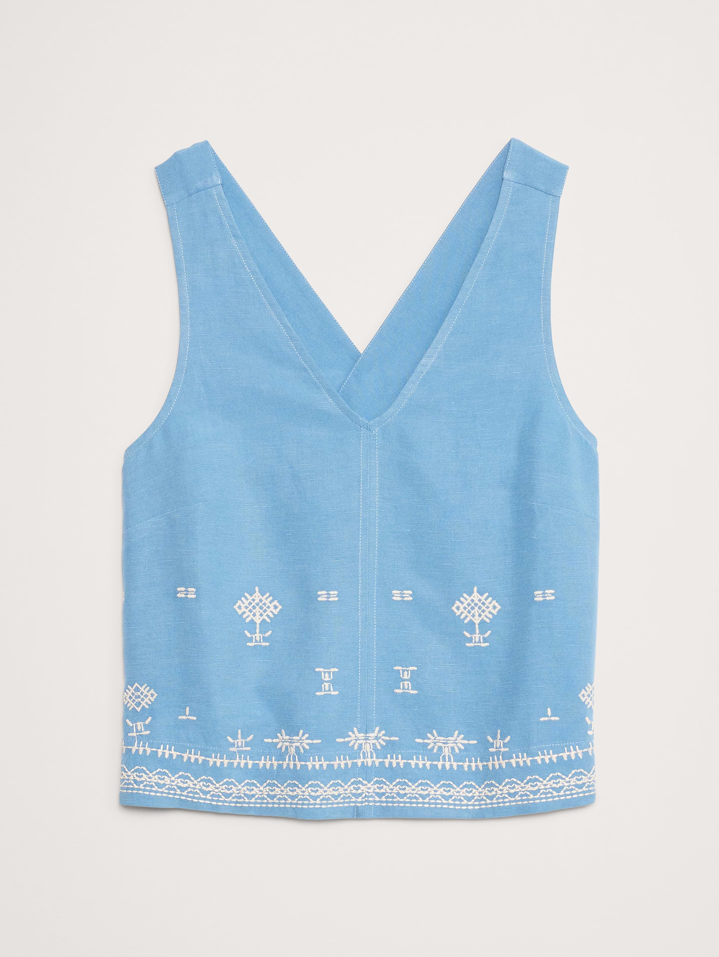 Image number 4 showing, Embroidered Tencel™-Linen Cross-Back Tank