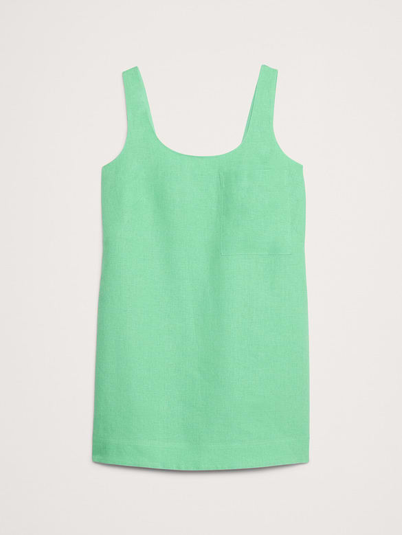 Linen Scoop-Neck Shift Dress