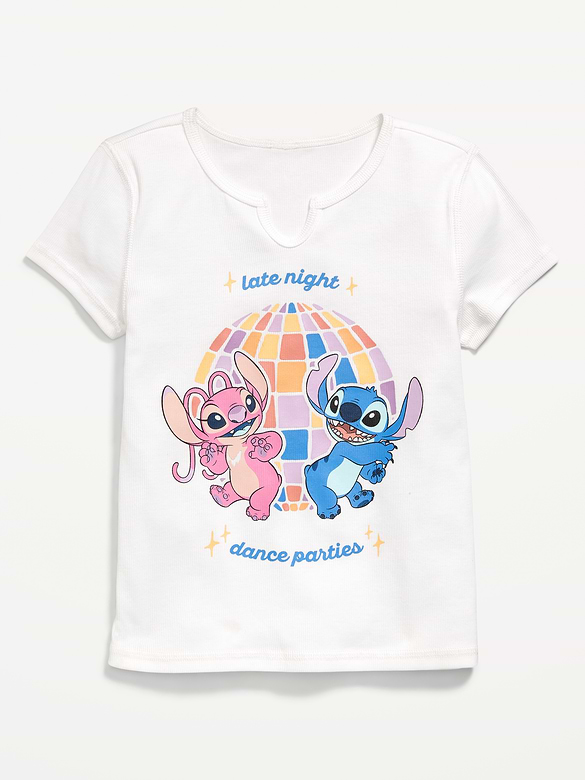 Disney© Stitch & Angel Ribbed Graphic T-Shirt for Girls