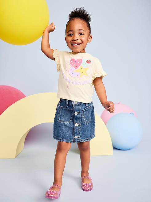 High High-Waisted Button-Front Jean Skirt for Toddler Girls on clearance at Old Navy — 53% off